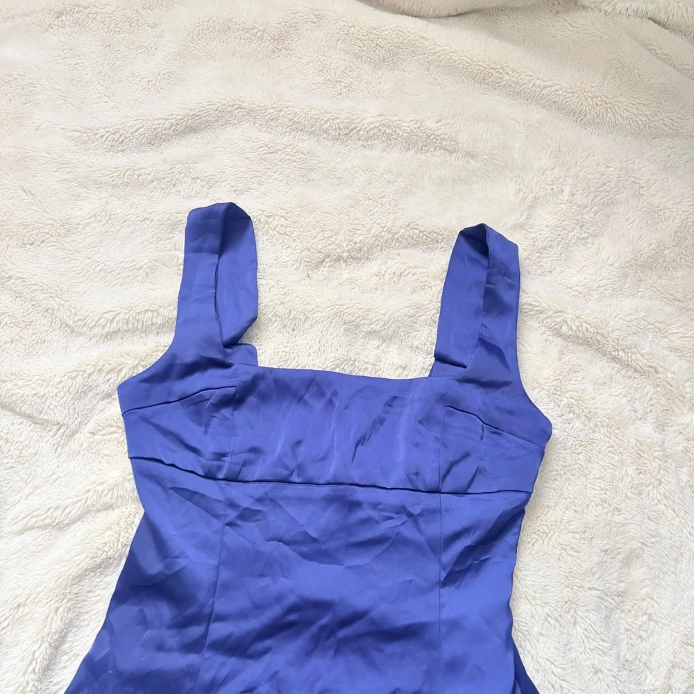 Urban Outfitters Bri Double Bow Satin Mini Dress in Blue - Picture 7 of 15